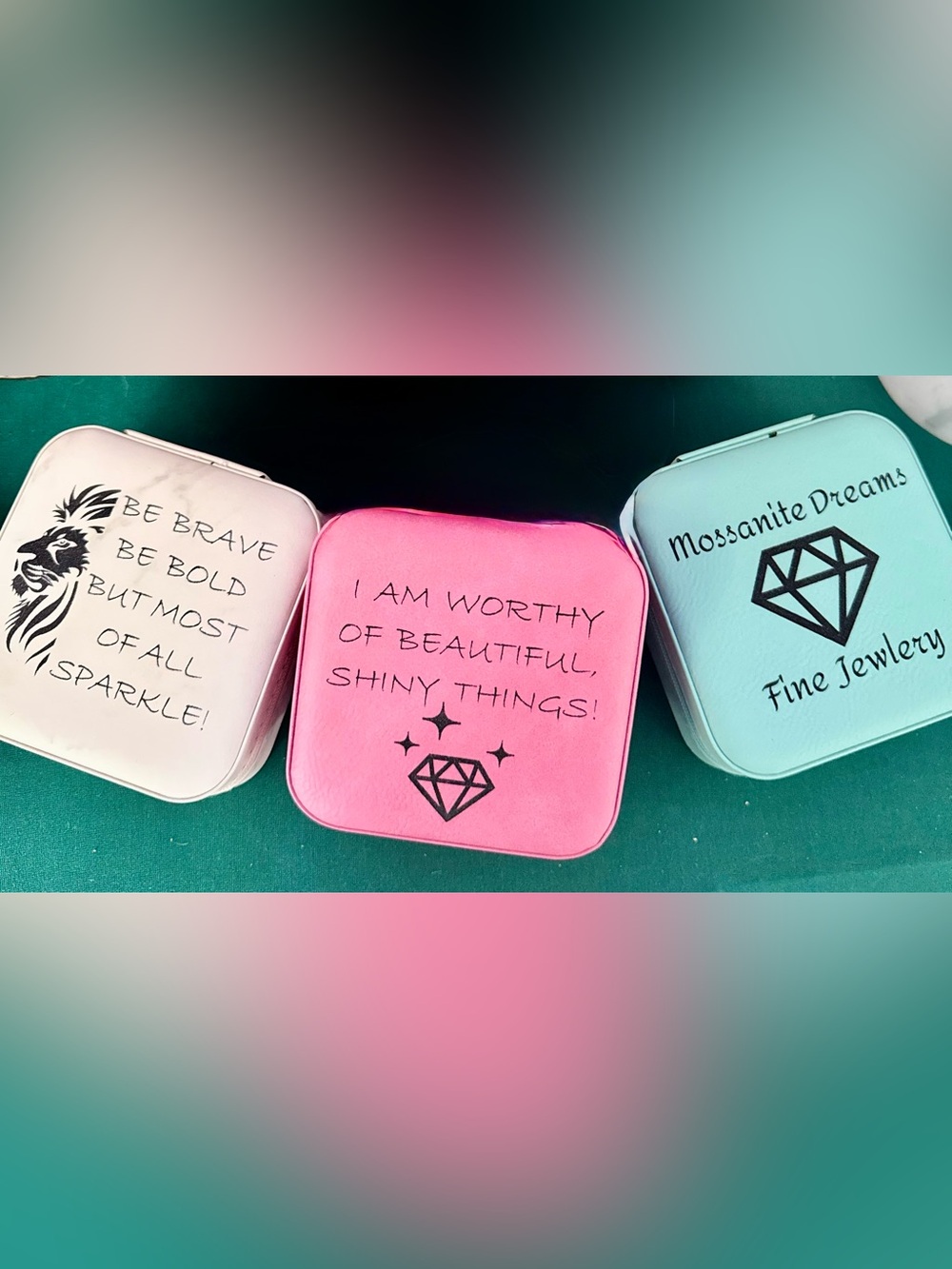1 Designed by me engraved faux leather zip around customized jewelry boxes